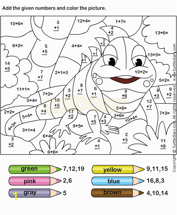 Color By Number Addition 1st Grade Free Printable Fun Math Worksheets For First Grade