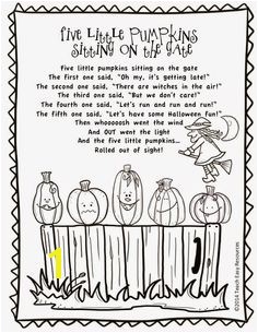 FREE Five Little Pumpkins Sitting on the Gate Poem and Colouring Sheet