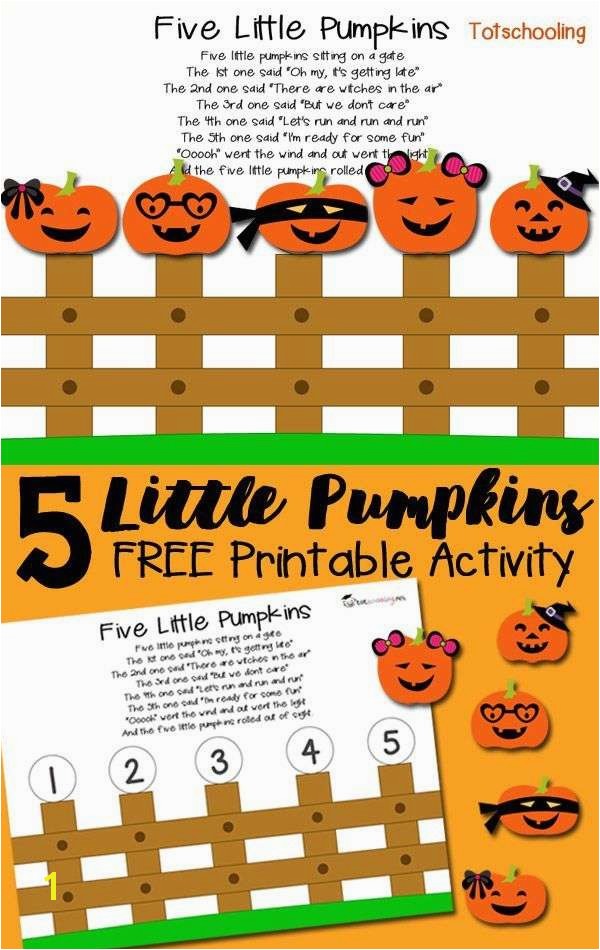 5 Little Pumpkins Sitting On A Gate Coloring Page Free Printable Activities for toddlers Lovely Five Little Pumpkins