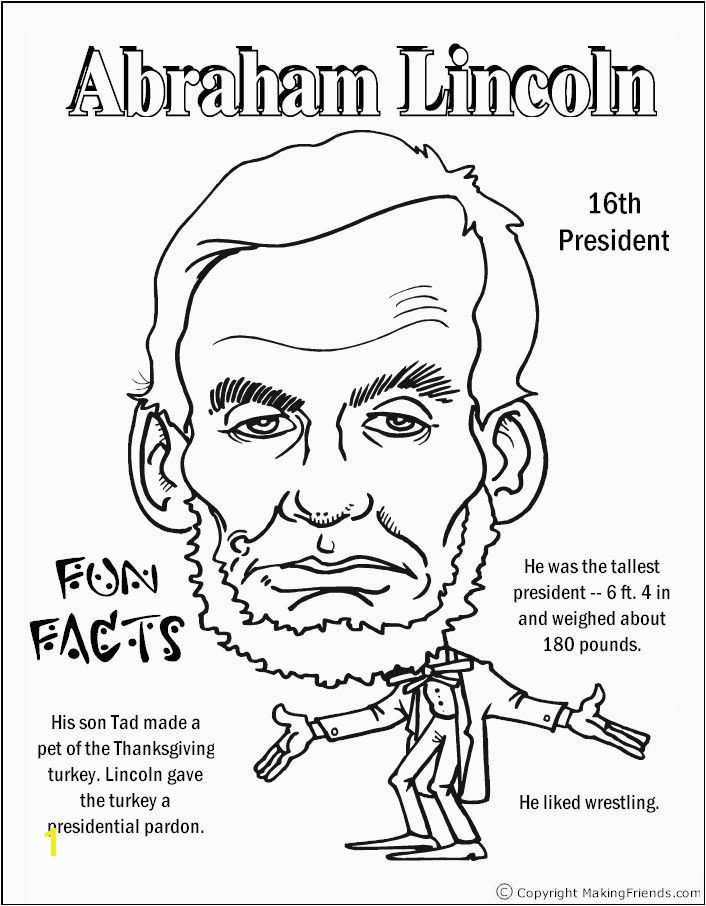 Abraham Lincoln Coloring Page PRINTABLE