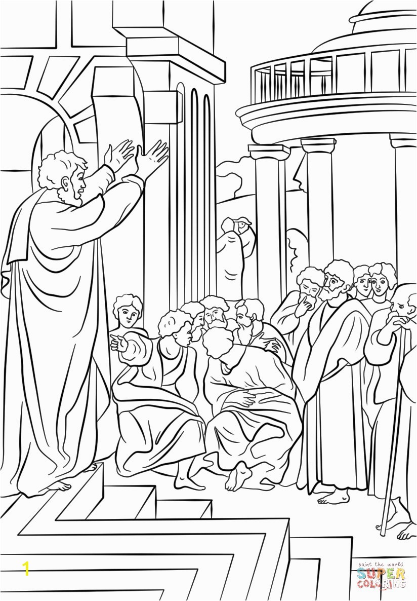 Important Acts The Apostles Coloring Pages Paul Preaching In Athens Page Free Printable