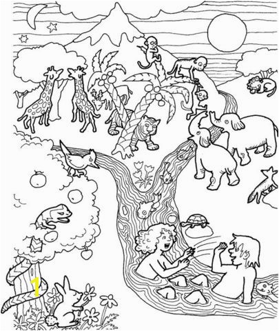 Adam and Eve in the garden of Eden coloring page from Adam and Eve category Select from printable crafts of cartoons nature animals Bible and many