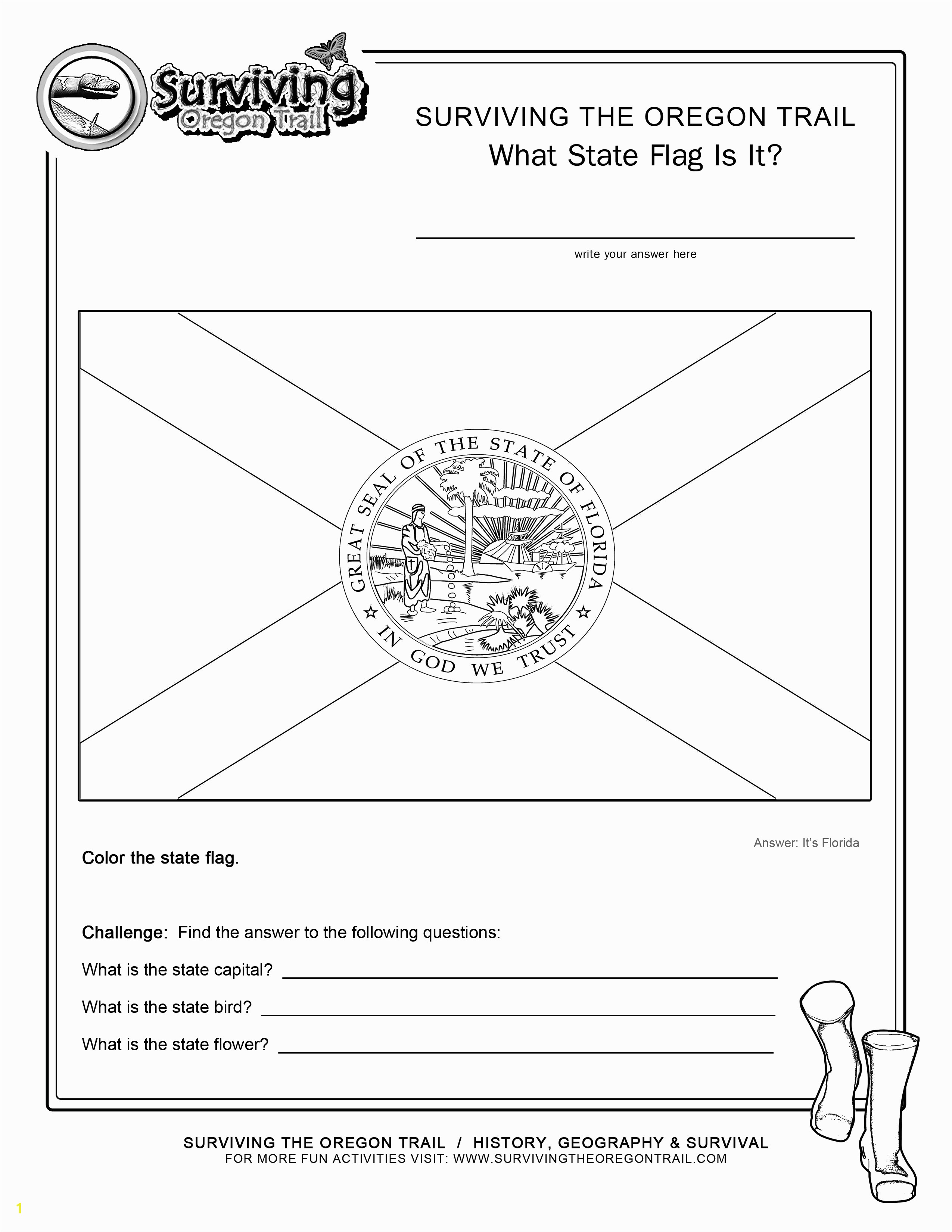Coloring Page State Flag Florida Printable Worksheet