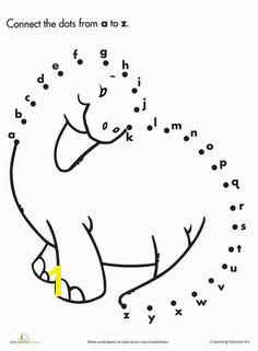 Worksheets Alphabet Dot to Dot Dinosaur