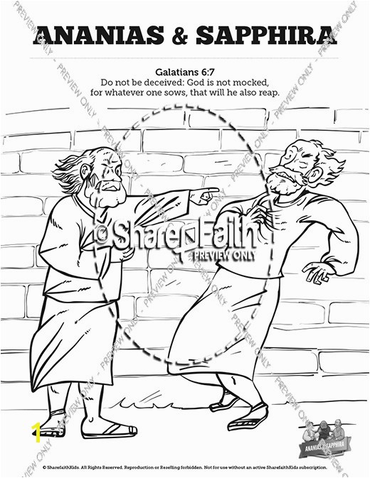 Glamorous Collection Ananias And Sapphira Coloring Acts 5 Ananias And Sapphira Sunday School Coloring Pages