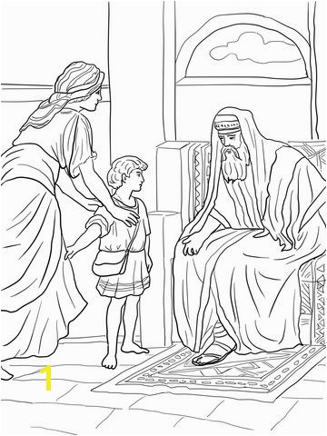 Baby Samuel Coloring Page Hannah Brought Samuel to Eli Coloring Page