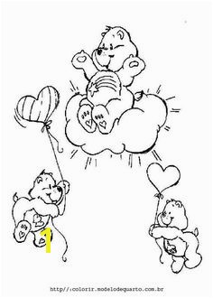 A lovely Care Bear coloring sheet with wish Bear sitting on a cloud Make your own Care Bears coloring book and print this Care Bear coloring sheet