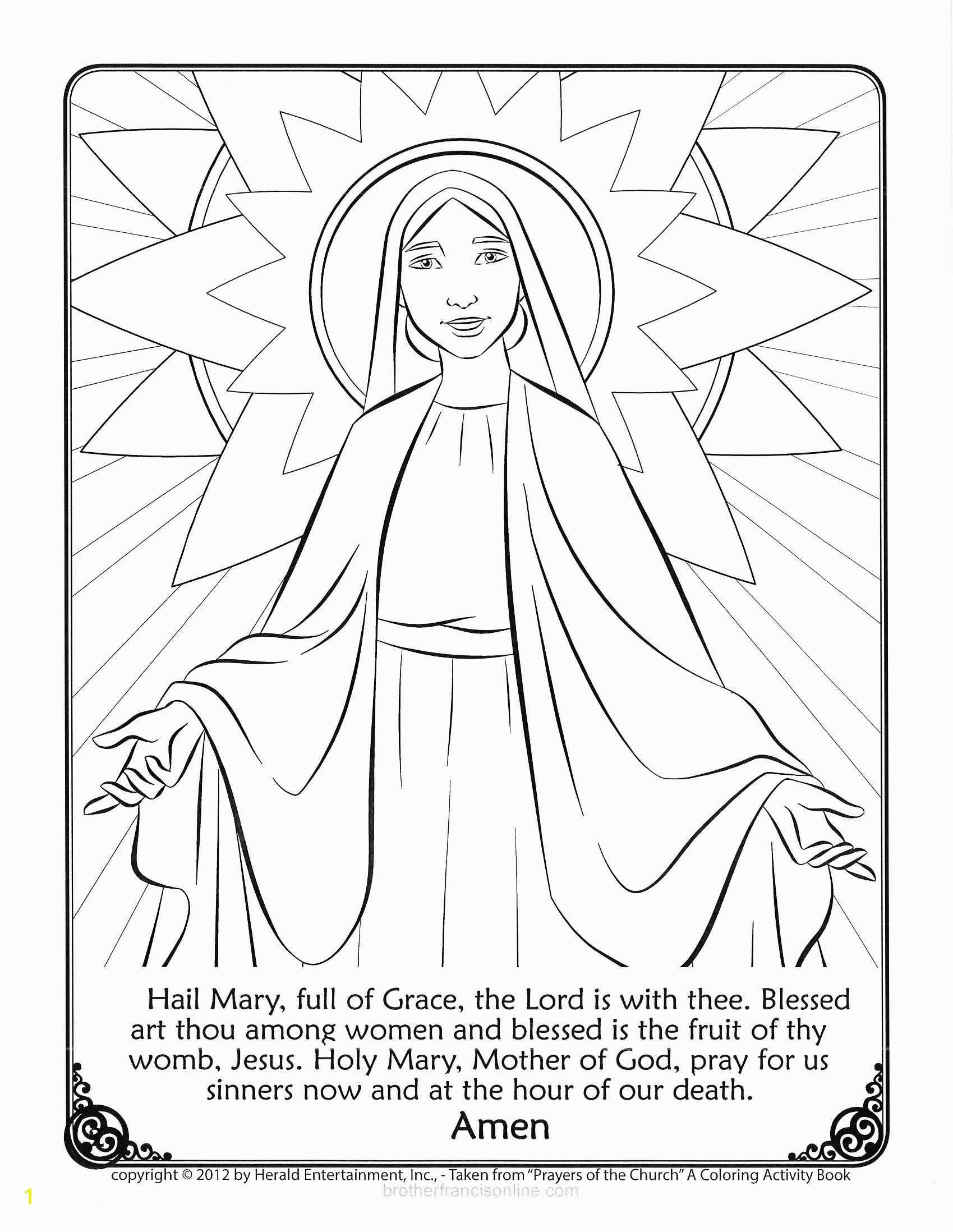 hail mary coloring sheet mary coloring page with the hail mary prayer printed below color and pray