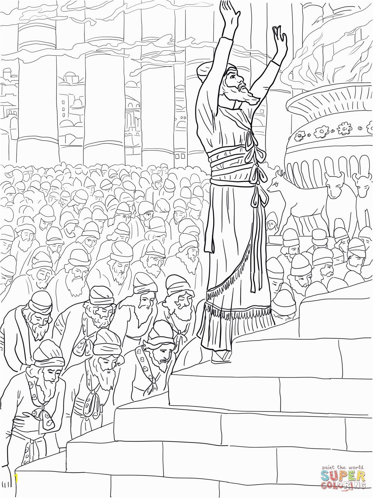 Solomon Prayer in the Temple coloring page
