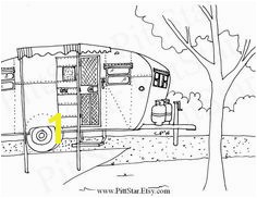 Instant Download Vintage Boles Aero Travel Trailer Printable Coloring Page