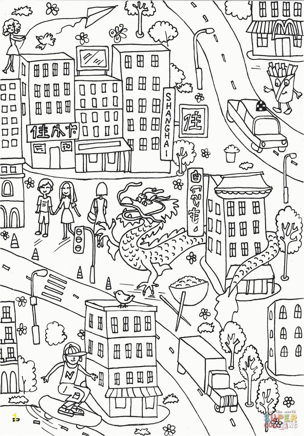 Shrewd Central Park Coloring Pages Chinatown Page Free Printable