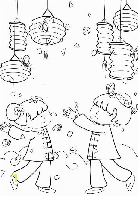Kids Celebrate Chinese New Year Coloring Pages