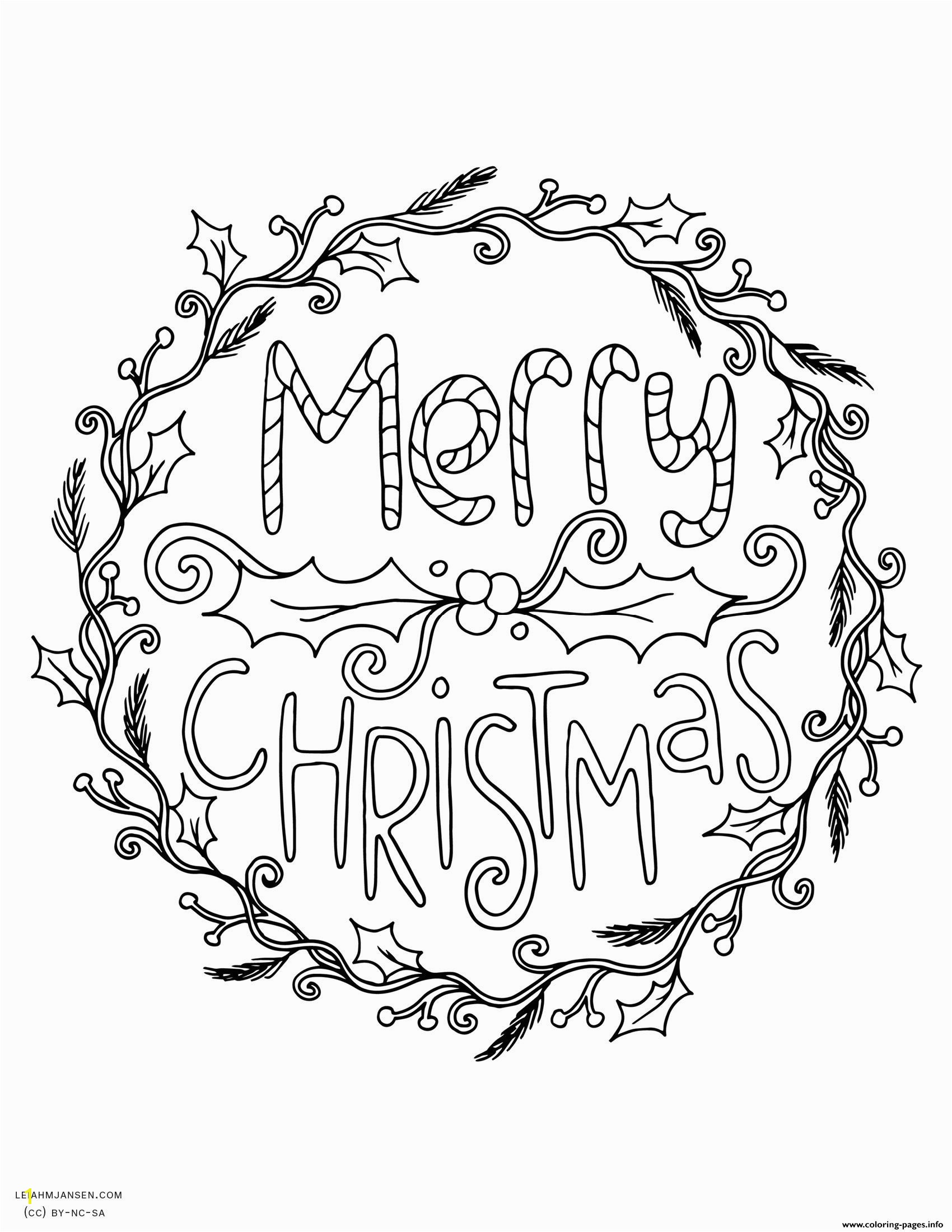 Christmas Printable Coloring Pages for Adults Merry Christmas Wreath Adult Coloring Pages Printable