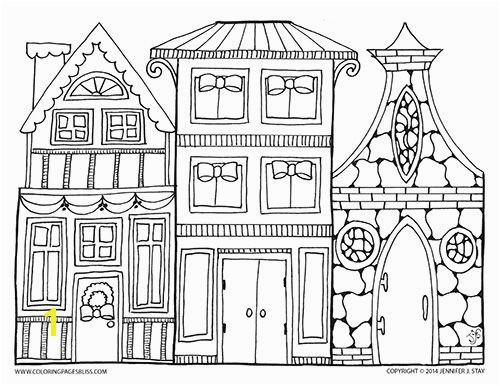 Town Coloring Page Christmas Village Art To Color