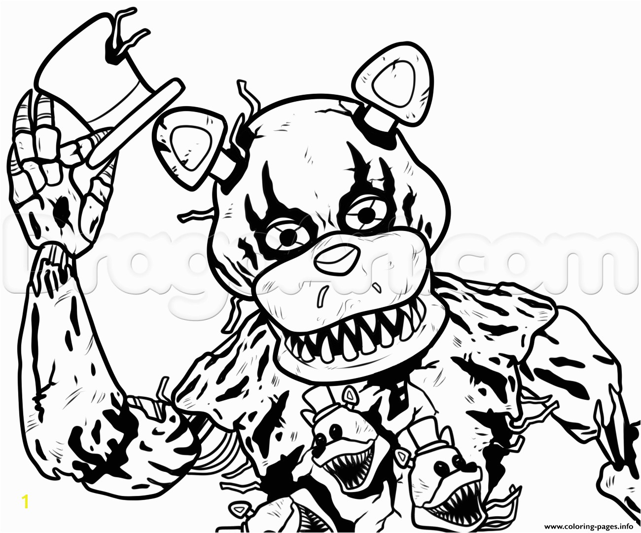 Reliable Freddy Fazbear Coloring Page Print Draw Nightmare Five Nights At Freddys Fnaf