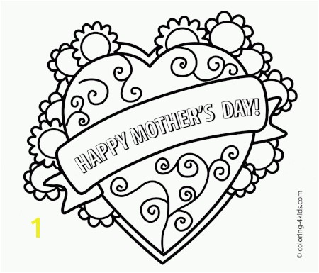 Printable Mother s Day Coloring Pages at Wuppsy A floral heart with a banner that says "Happy Mother s