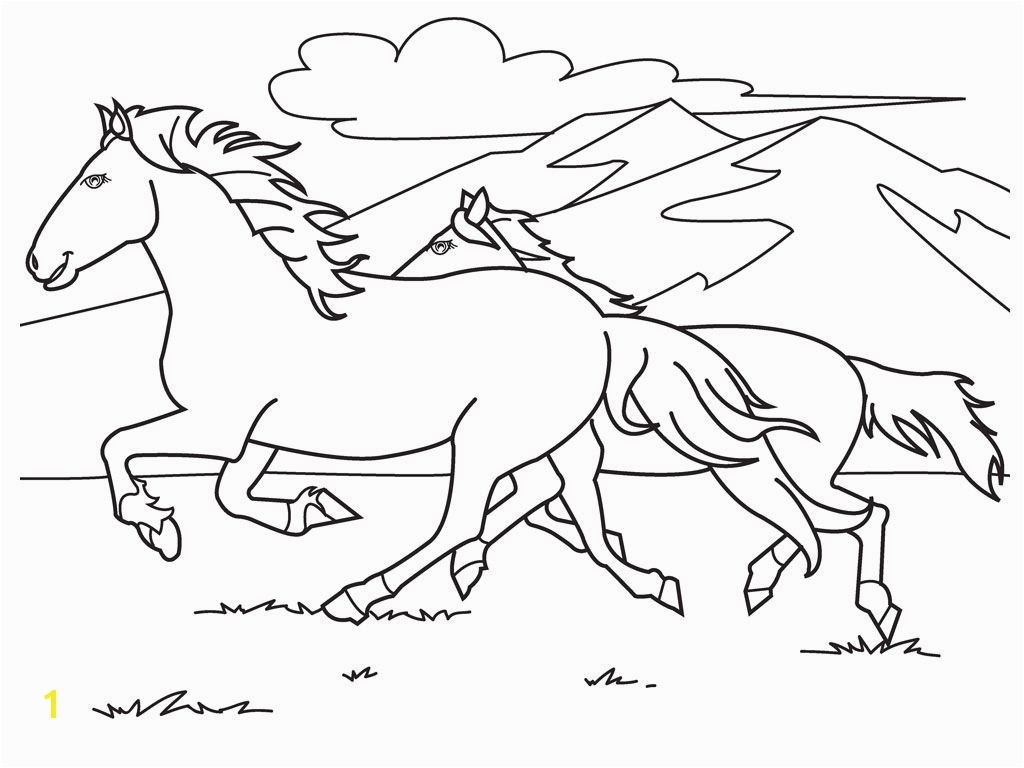 Running White Horse Coloring Pages