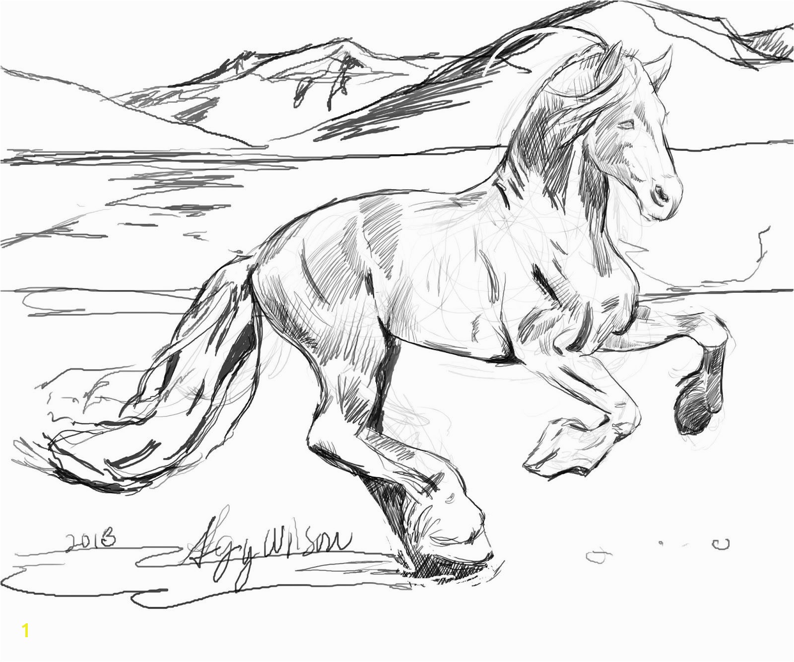 Top Page Horses Head Coloring Two Running Coloring Pages