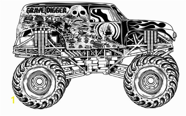 Coloring Pages Of Huge Monster Trucks Grave Digger Coloring Pages Car Art Pinterest