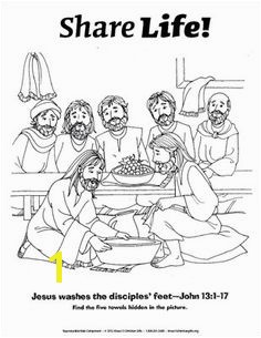 Coloring Page Jesus Washes the Disciples Feet Downloadable