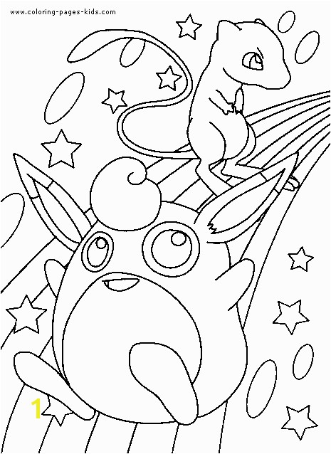 Pokemon coloring page of Wigglytuff and Mew