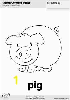 Free pig coloring page from Super Simple Learning Tons of free farm animal worksheets and flashcards at resource room