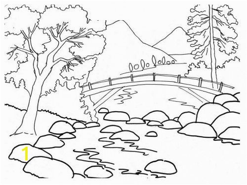 Beautiful River Bank Landscape Coloring Pages