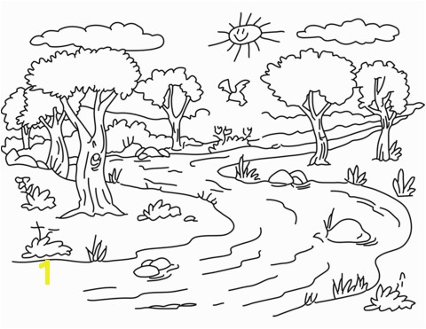 Coloring Pages Of Rivers River Landscape Coloring Page