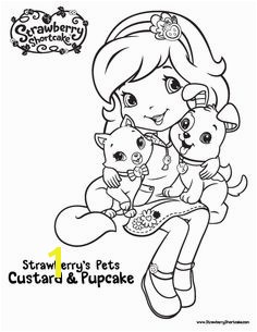 Color Strawberry Shortcake s pets Pupcake and Custard with this berry furry friends printable activity sheet