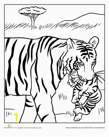 Great Worksheets Mama and Baby Tiger Coloring Page