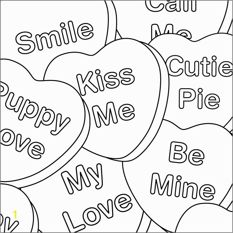 Candy Hearts Coloring Page