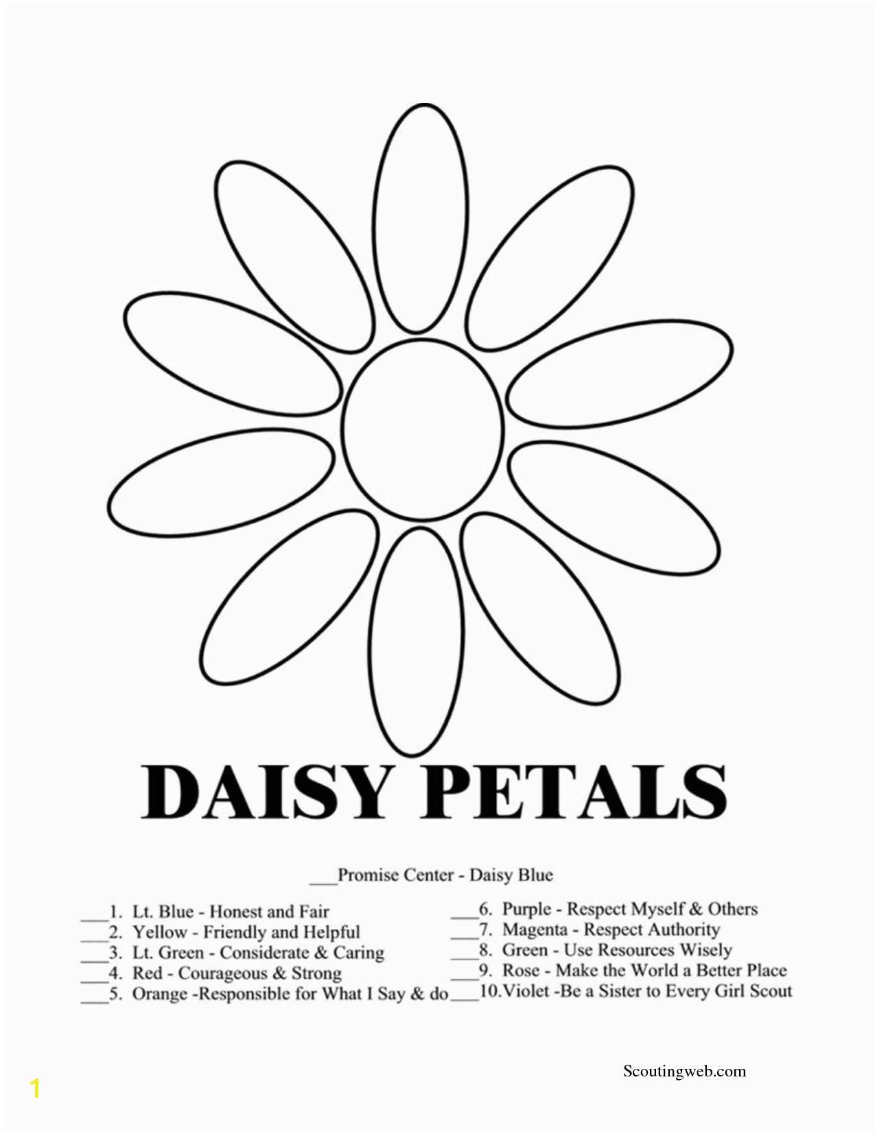 Considerate and Caring Coloring Page Daisy Girl Scout Coloring Pages Free