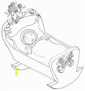 Baby In A Cradle Coloring Page