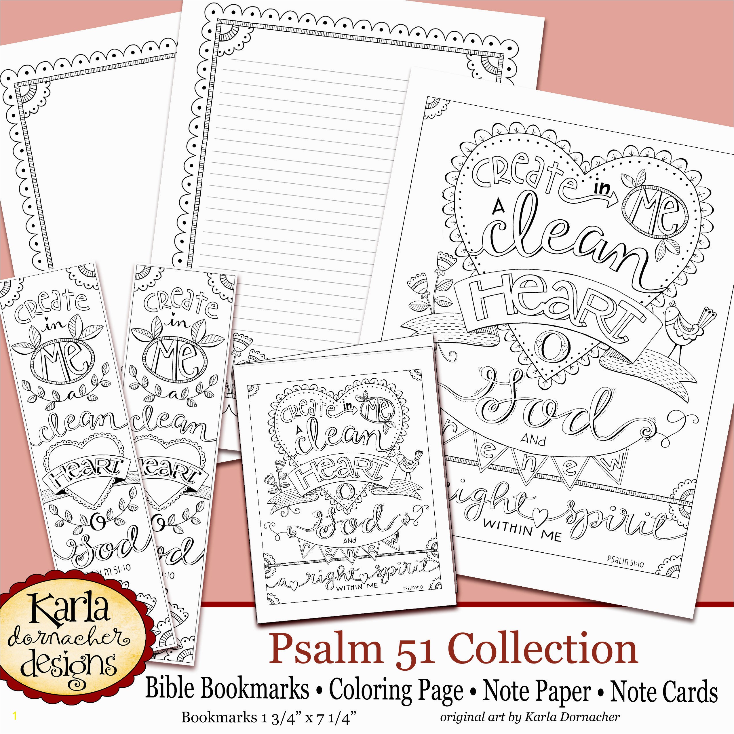 Psalm 51 Coloring Page Psalm 51 Create In Me A Clean Heart Bible Journaling Color