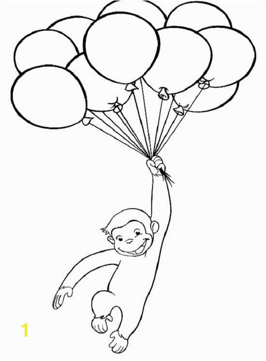 Curious George With Balloons Coloring Page
