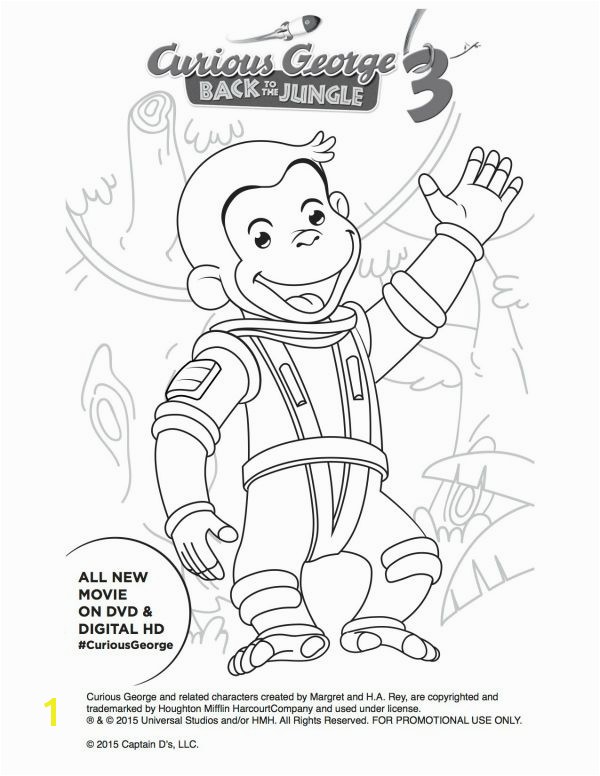 Free Astronaut Curious George Printable Coloring Page