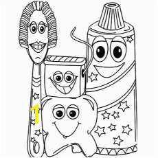 Four Fine Friends Paste Thooth Brush of Dental Coloring Pages