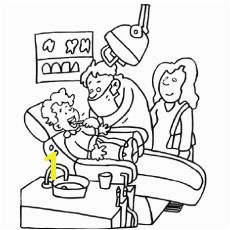 Dentist Treating a Child Patient Coloring Page