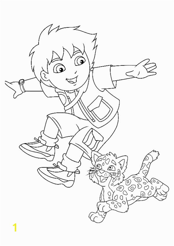 Diego and His Adorable Pet Baby Jaguar In Go Diego Go Coloring Page Dora Diego Coloring