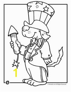 Uncle Sam Dog of July Coloring Page