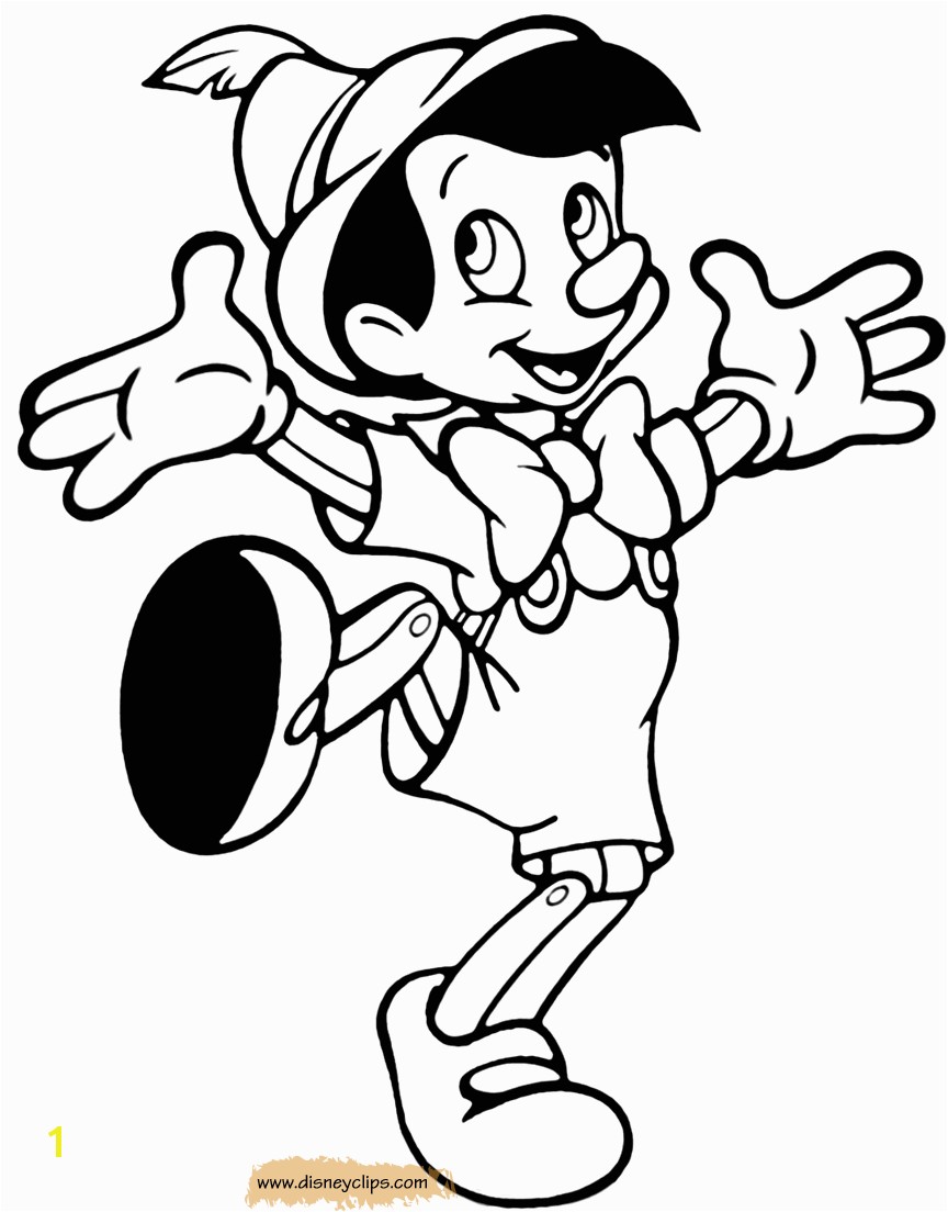coloring page Pinocchio cheering