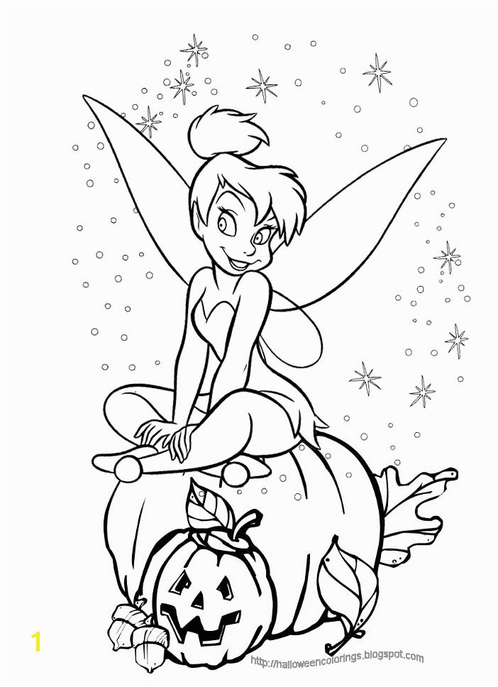 Disney Halloween Colouring Page Tinkerbell Sitting A Carved free printable pages Disney Characters Halloween