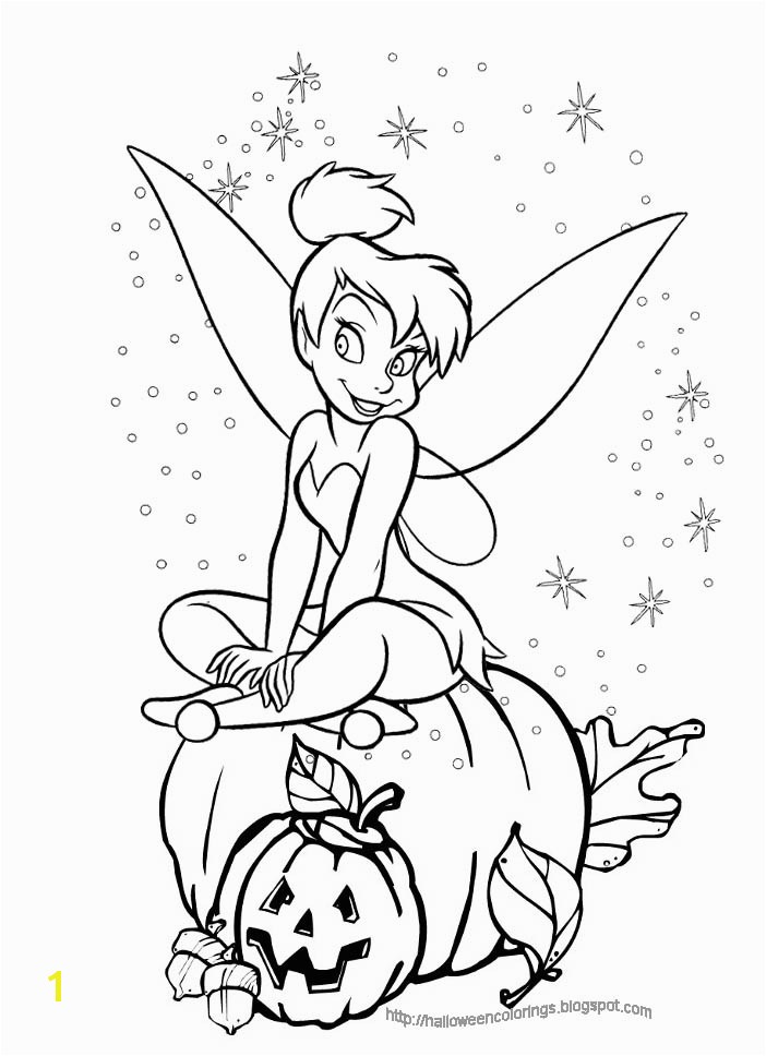 Disney Halloween Colouring Page Tinkerbell Sitting A Carved free printable pages Disney Characters Halloween