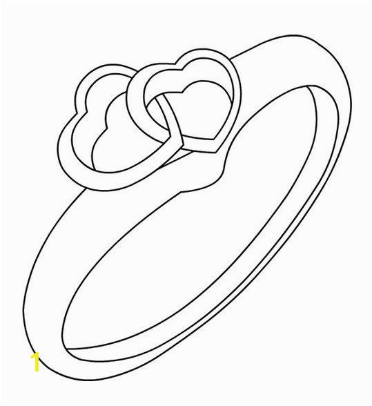 pretty love double hearts wedding ring coloring page