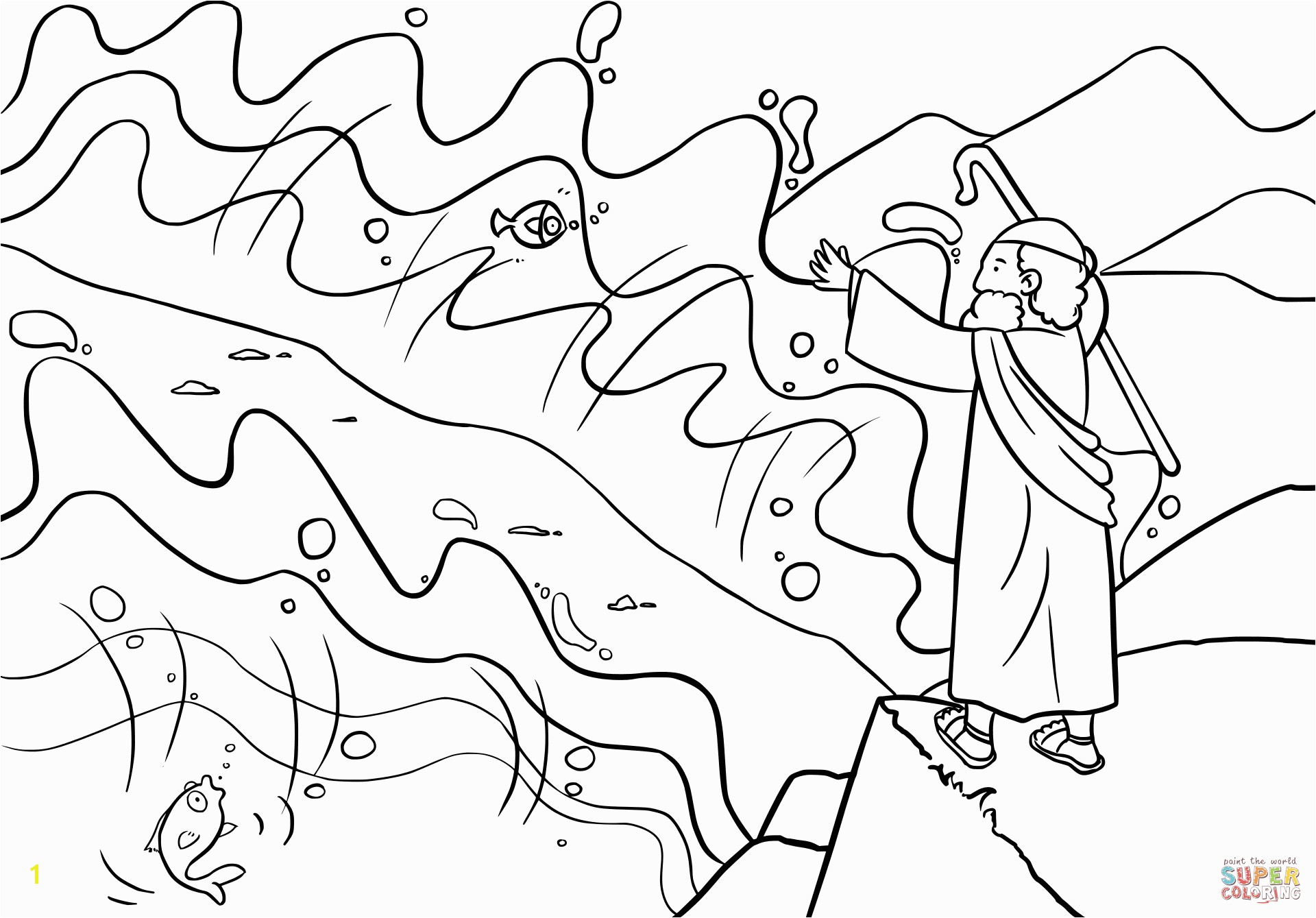 moses parts the red sea coloring sheet focus moses and the red sea coloring page parts free printable pages