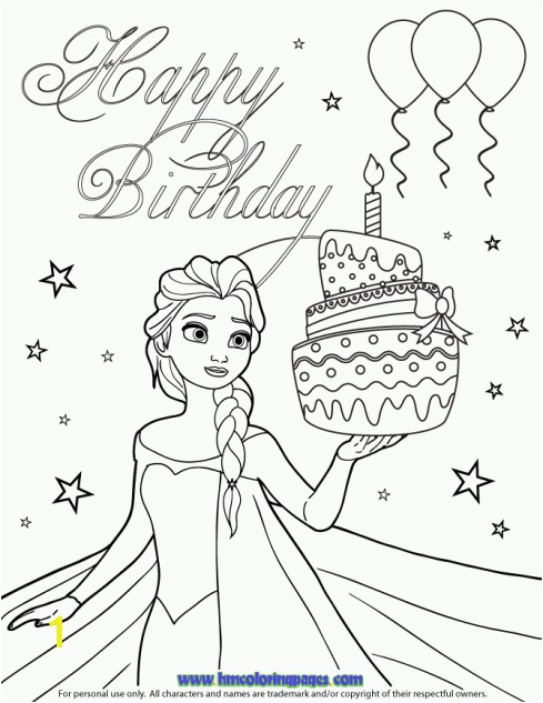 Elsa and Anna Coloring Pages Games Elsa and Birthday Cake Coloring Page