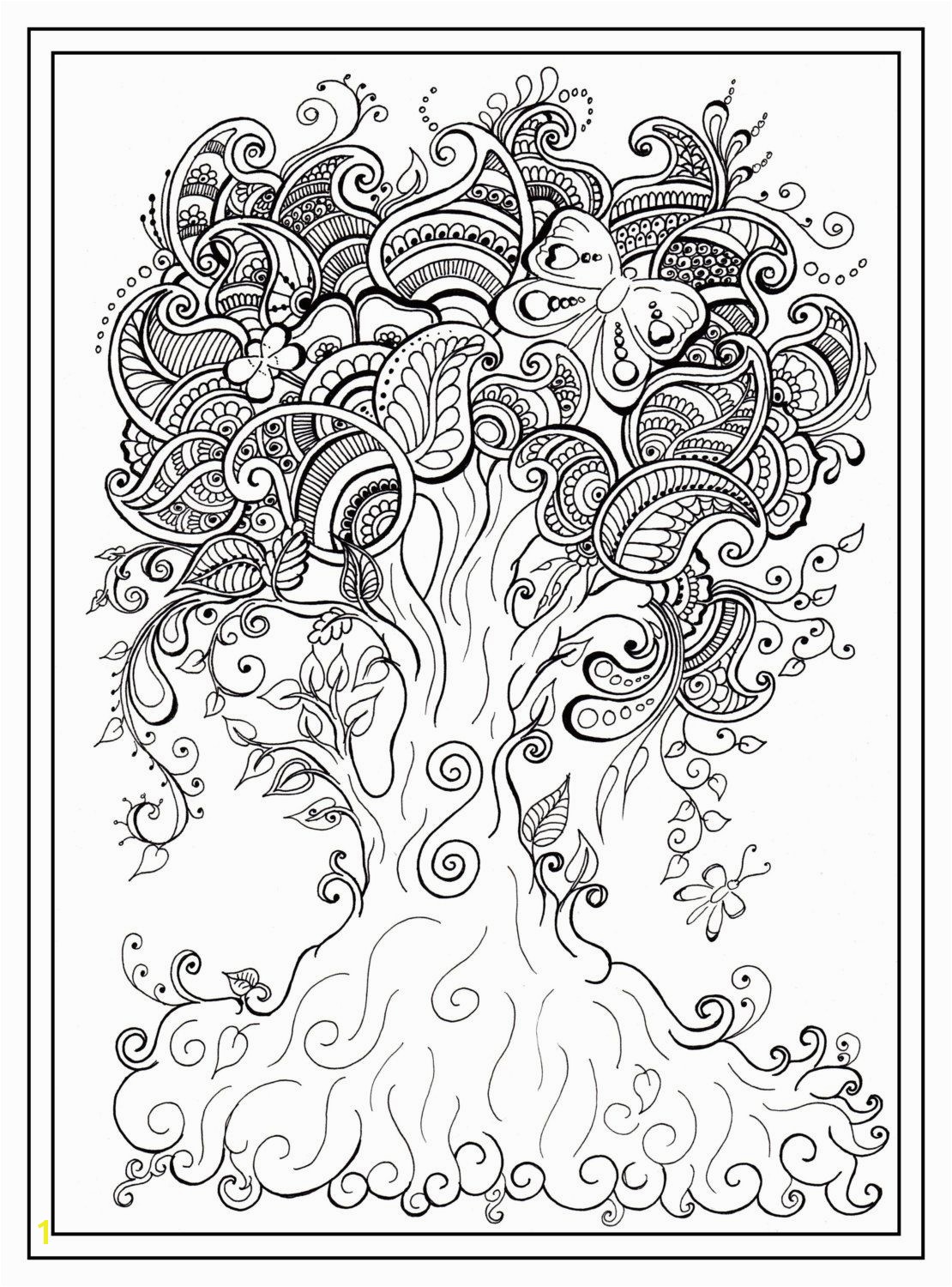 Enchanted forest Coloring Pages Pdf Luxury Adult Colouring In Pdf Download Tree Dragonfly Henna Zen Mandalas