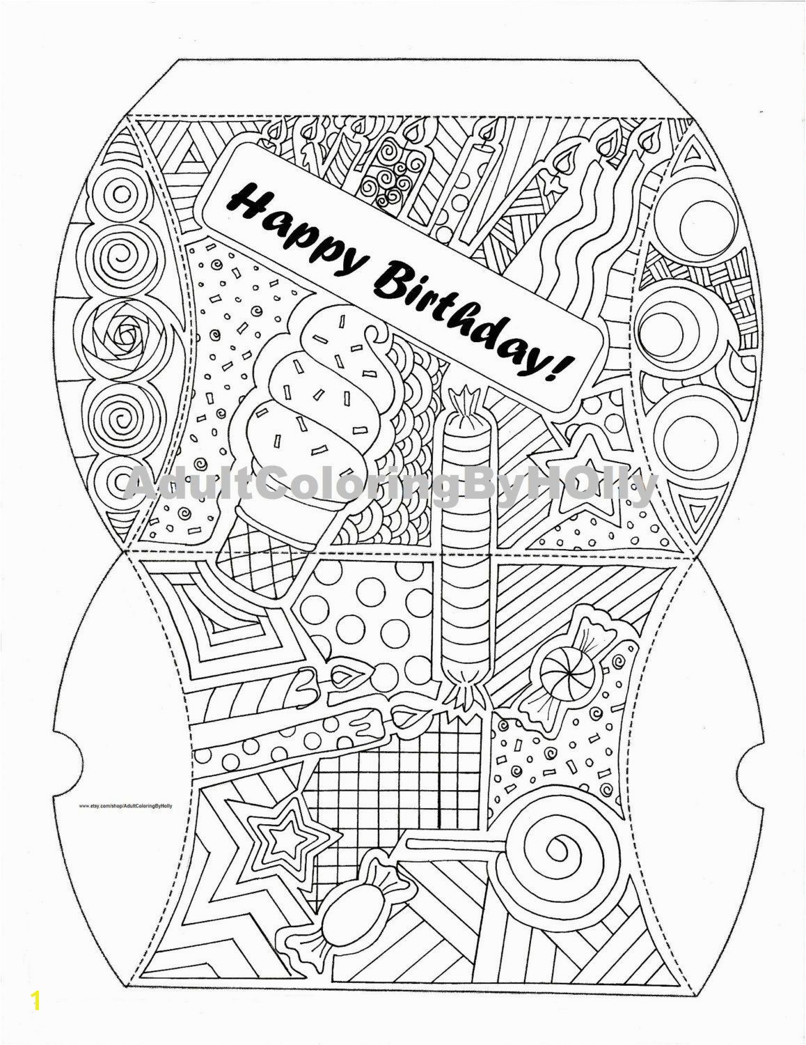 Everything Etsy Coloring Pages Birthday Pillow Box by Adultcoloringbyholly On Etsy