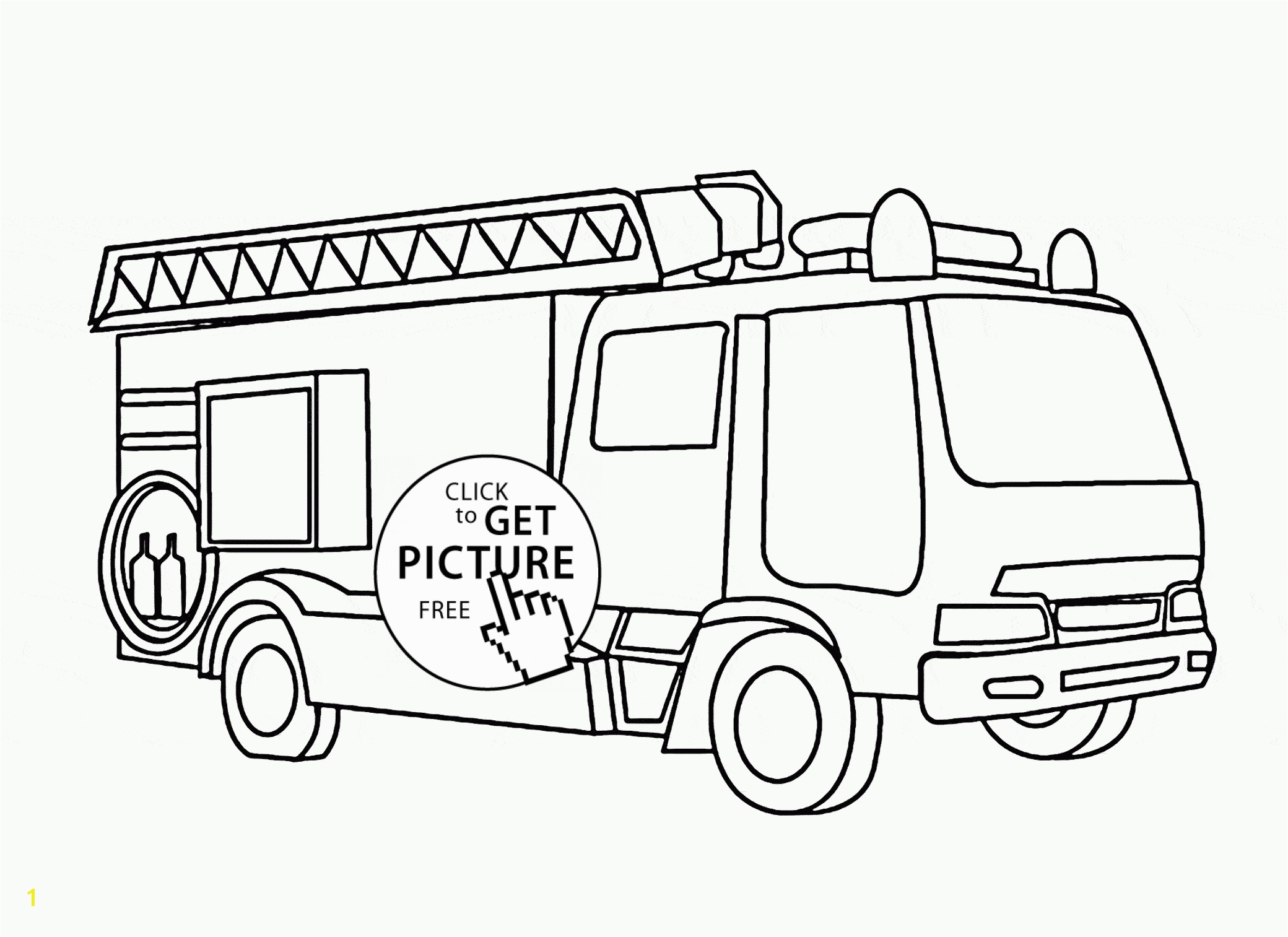 2080x1513 Fire Truck with Ladder coloring page for kids transportation