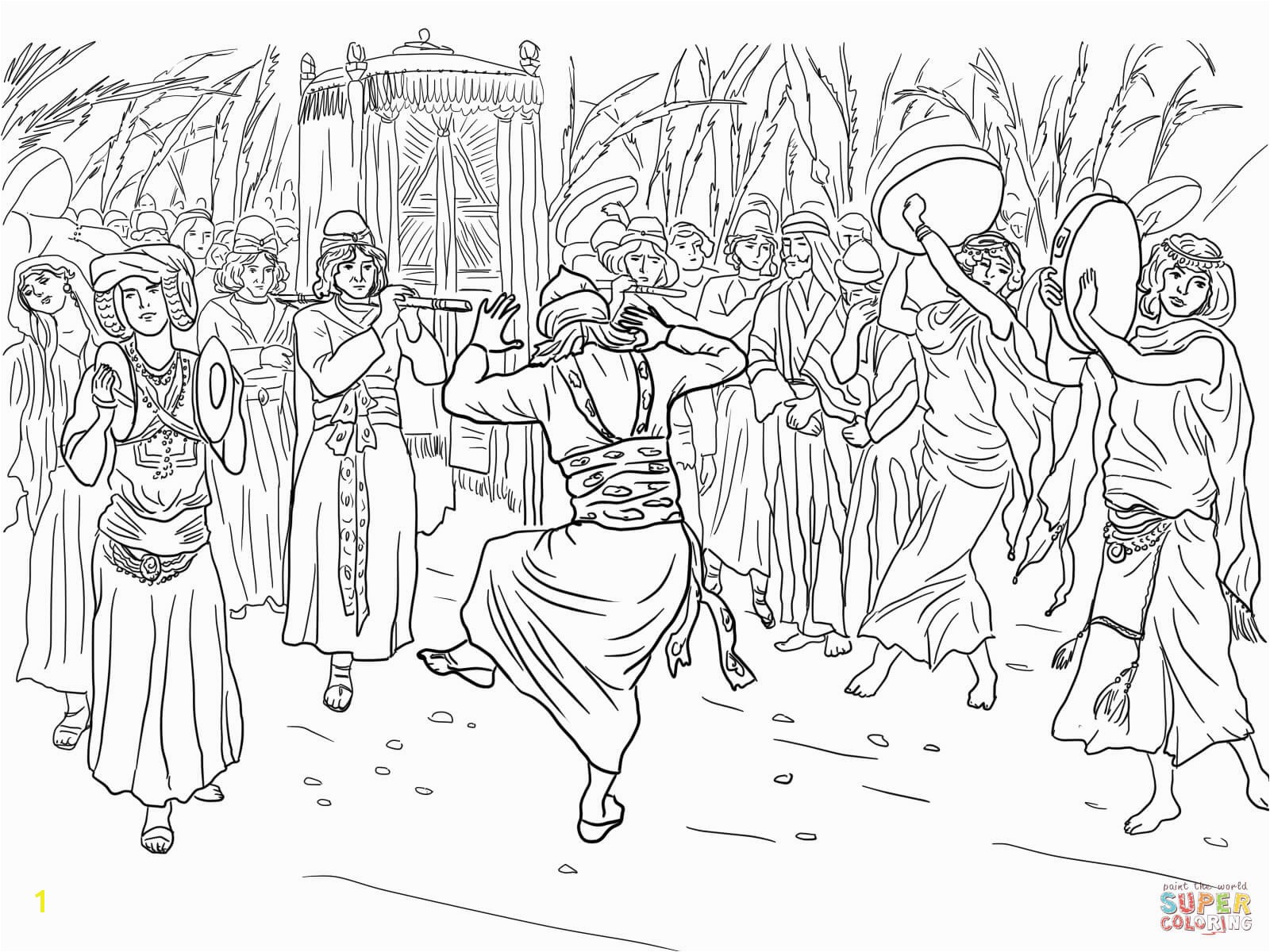 the King David Dancing Before the Ark of the Covenant coloring pages to view printable